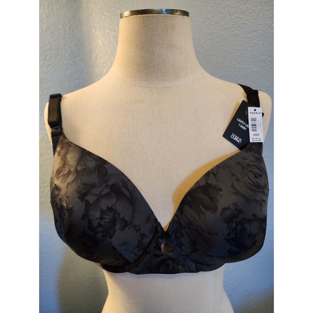 NWT Torrid Curve‎ Perfect T-shirt Bra Size 44DD Black Lightly Lined Underwired